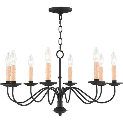 Black Eight Light Metal Dimmable Chandelier With Shades HomeRoots