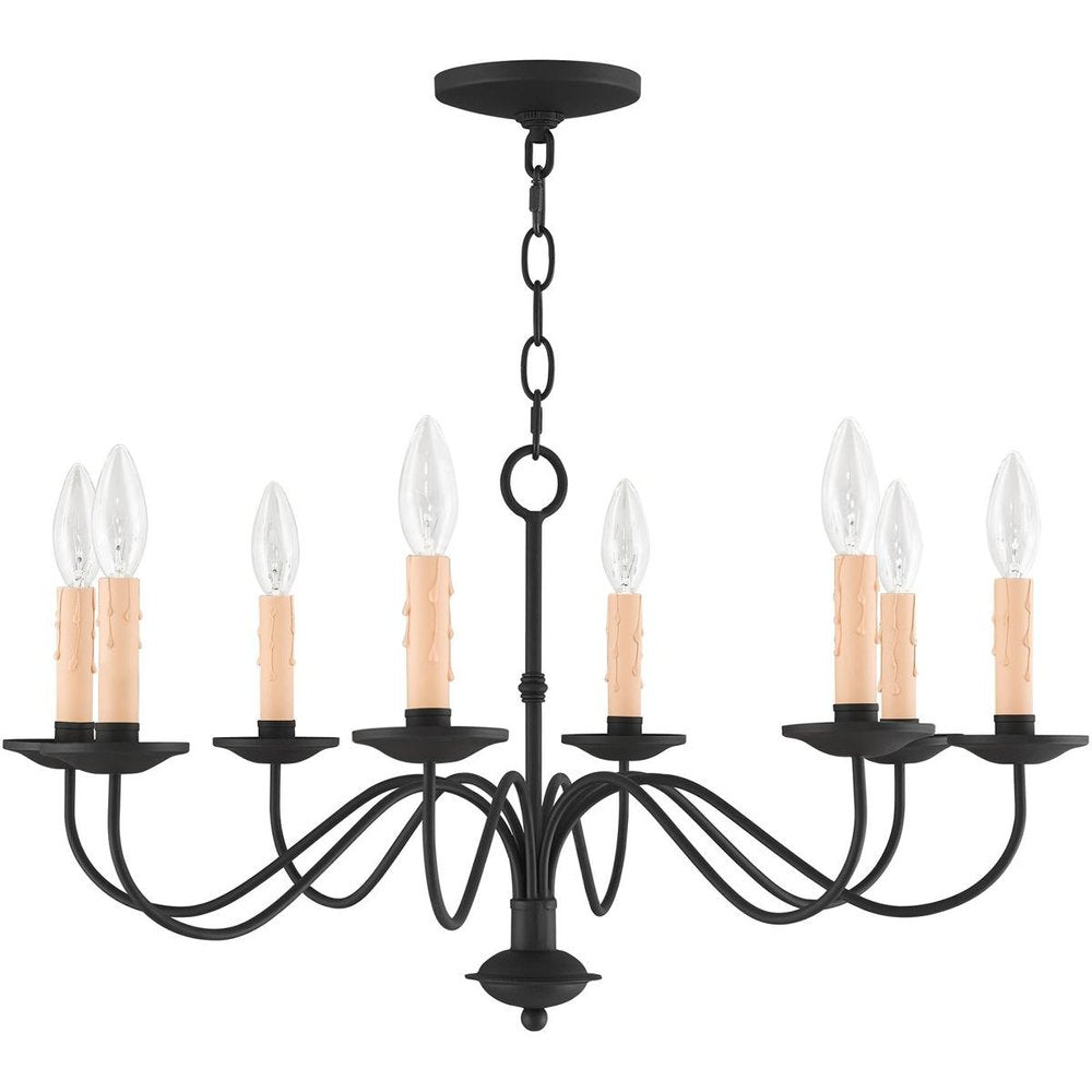 Black Eight Light Metal Dimmable Chandelier With Shades HomeRoots