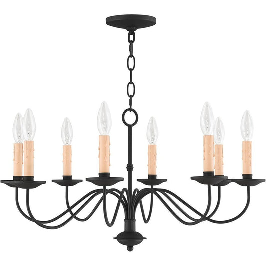 Black Eight Light Metal Dimmable Chandelier With Shades HomeRoots