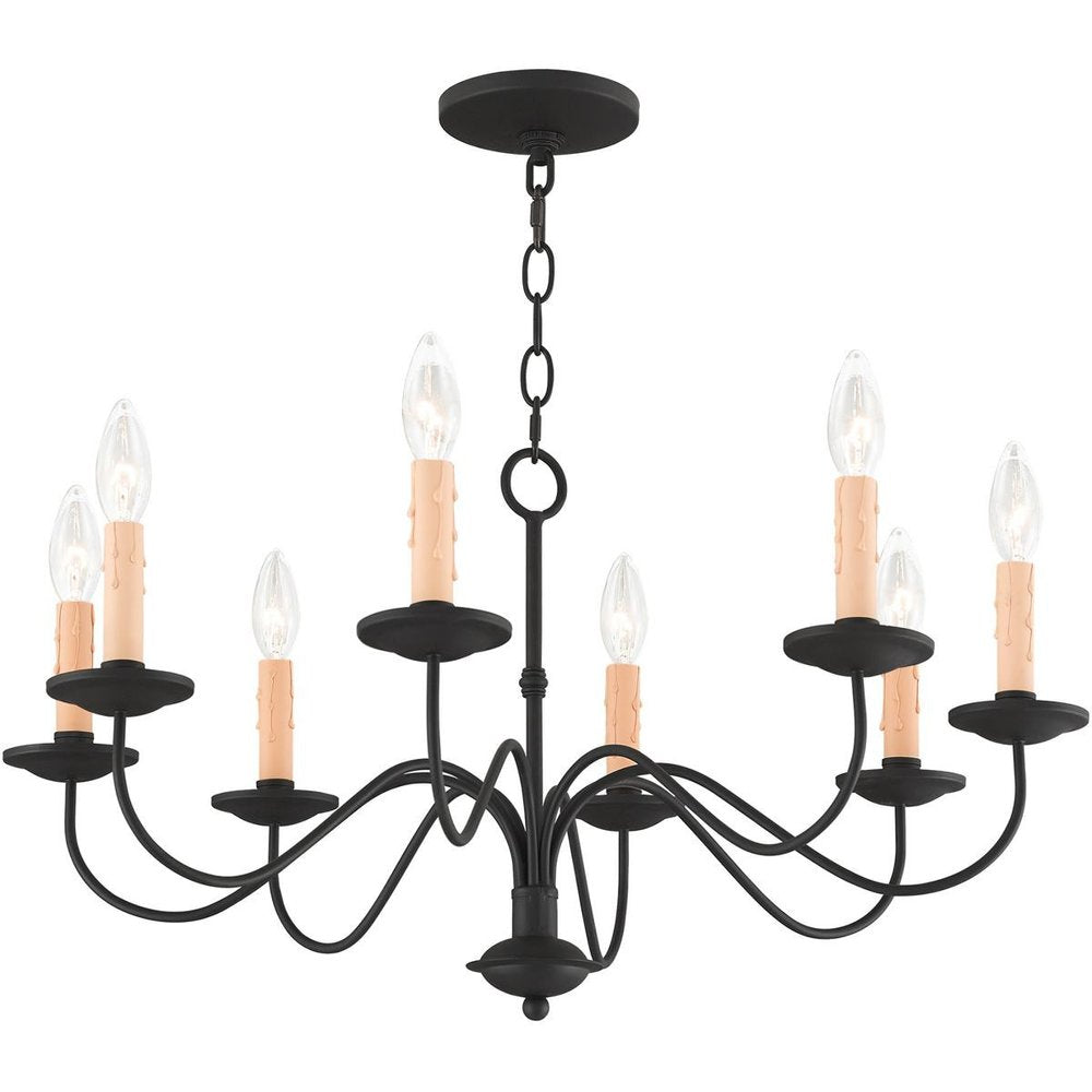 Black Eight Light Metal Dimmable Chandelier With Shades HomeRoots