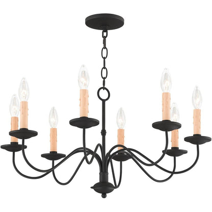 Black Eight Light Metal Dimmable Chandelier With Shades HomeRoots