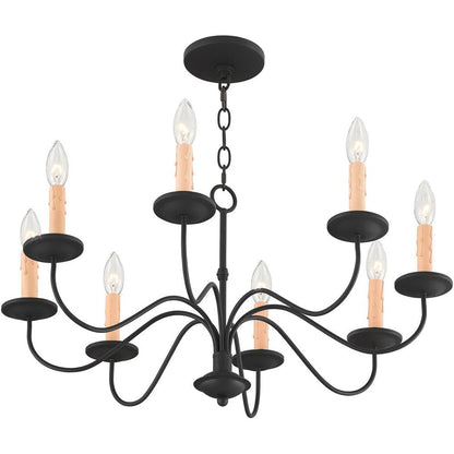 Black Eight Light Metal Dimmable Chandelier With Shades HomeRoots