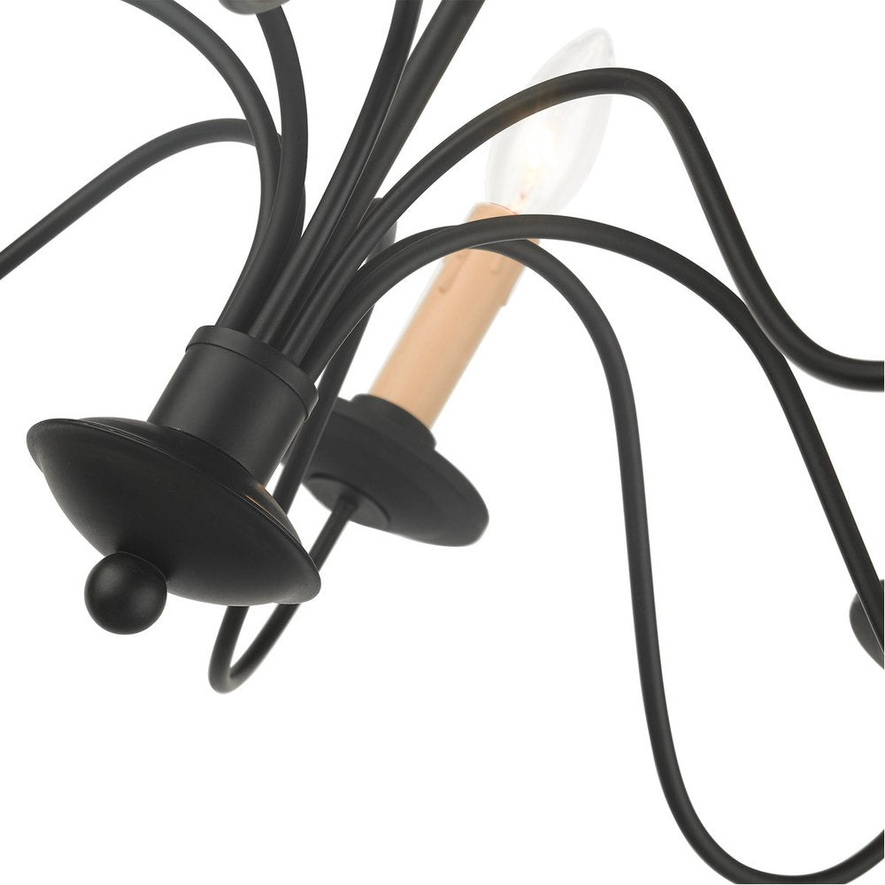Black Eight Light Metal Dimmable Chandelier With Shades HomeRoots