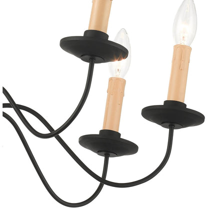 Black Eight Light Metal Dimmable Chandelier With Shades HomeRoots