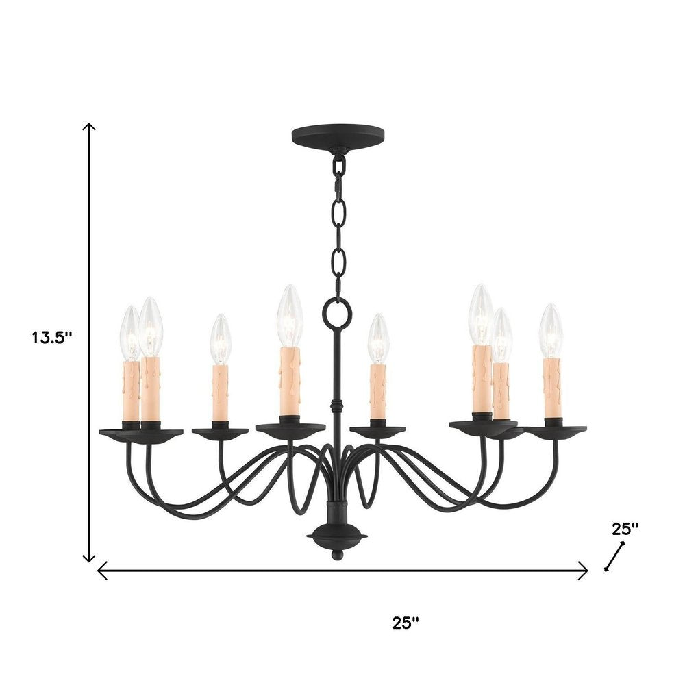 Black Eight Light Metal Dimmable Chandelier With Shades HomeRoots