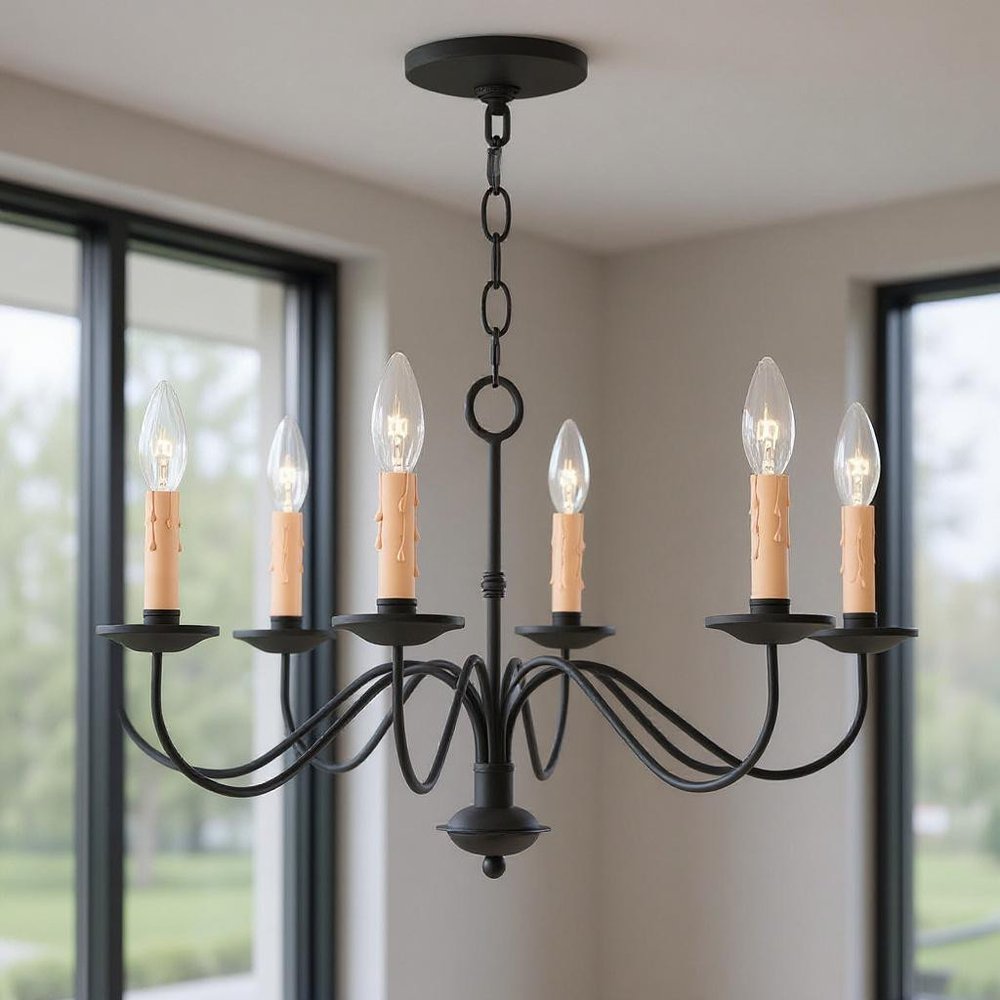 Black Eight Light Metal Dimmable Chandelier With Shades HomeRoots