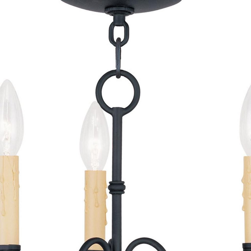 Black Three Light Metal Dimmable Chandelier With Shades HomeRoots