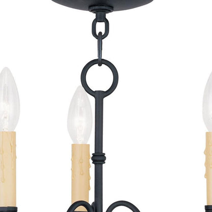 Black Three Light Metal Dimmable Chandelier With Shades HomeRoots