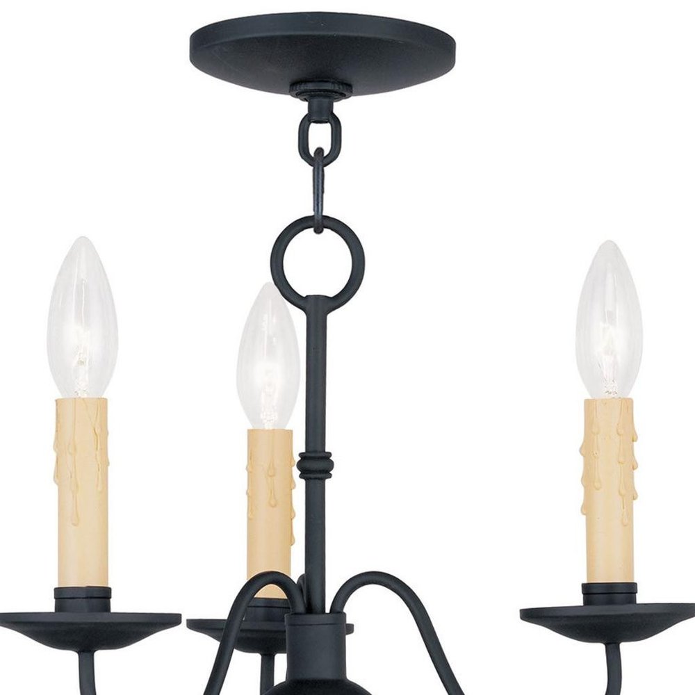 Black Three Light Metal Dimmable Chandelier With Shades HomeRoots