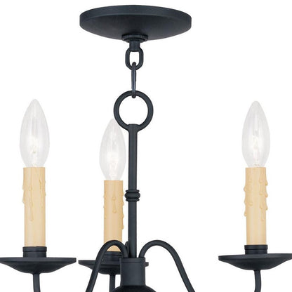 Black Three Light Metal Dimmable Chandelier With Shades HomeRoots