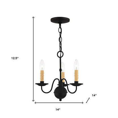 Black Three Light Metal Dimmable Chandelier With Shades HomeRoots