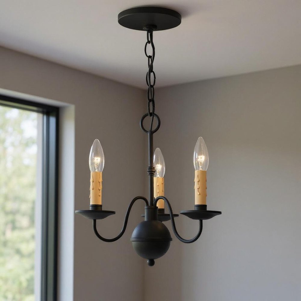 Black Three Light Metal Dimmable Chandelier With Shades HomeRoots