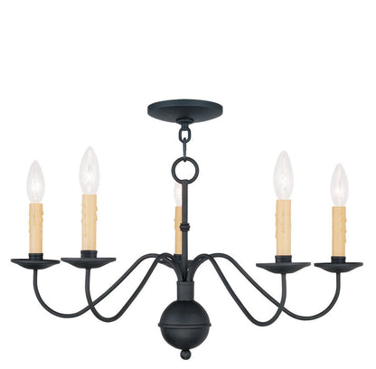 Black Five Light Metal Dimmable Chandelier With Shades HomeRoots