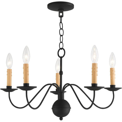 Black Five Light Metal Dimmable Chandelier With Shades HomeRoots