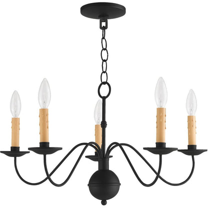 Black Five Light Metal Dimmable Chandelier With Shades HomeRoots