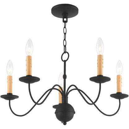Black Five Light Metal Dimmable Chandelier With Shades HomeRoots