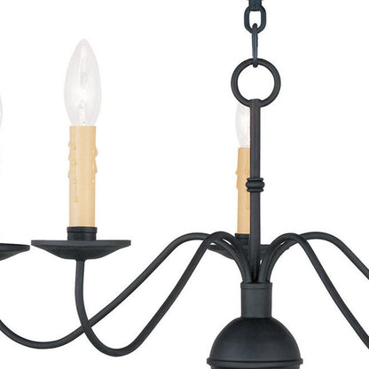 Black Five Light Metal Dimmable Chandelier With Shades HomeRoots