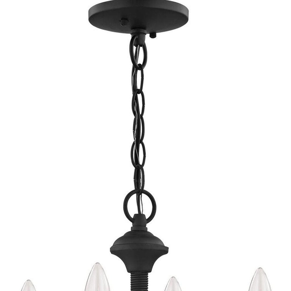 Black Four Light Metal Dimmable Chandelier With Shades HomeRoots