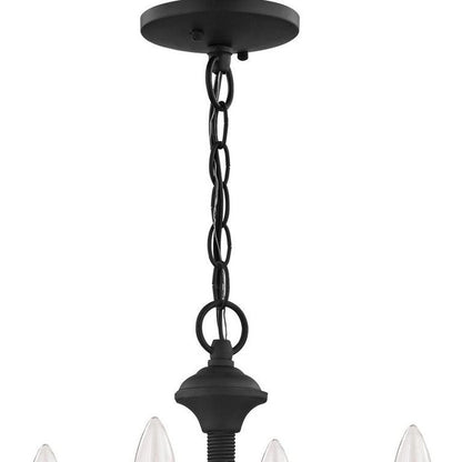 Black Four Light Metal Dimmable Chandelier With Shades HomeRoots