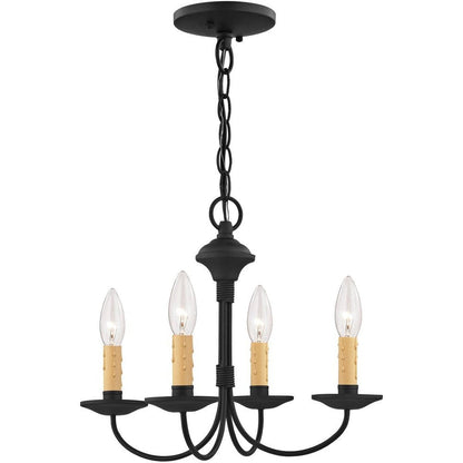 Black Four Light Metal Dimmable Chandelier With Shades HomeRoots