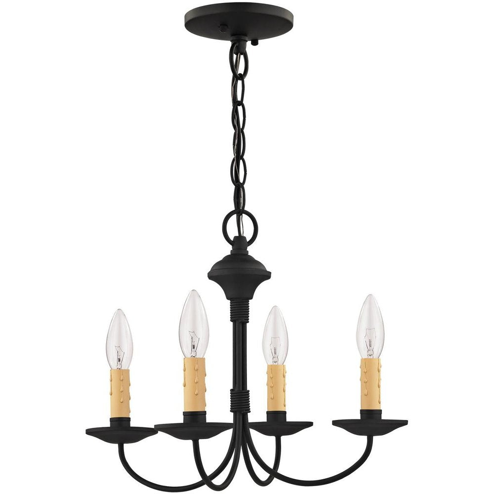 Black Four Light Metal Dimmable Chandelier With Shades HomeRoots