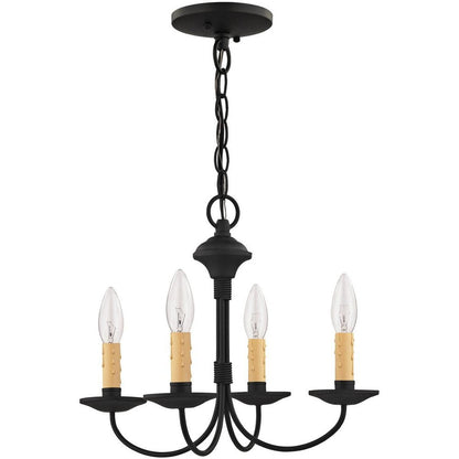Black Four Light Metal Dimmable Chandelier With Shades HomeRoots