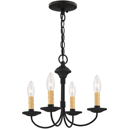 Black Four Light Metal Dimmable Chandelier With Shades HomeRoots