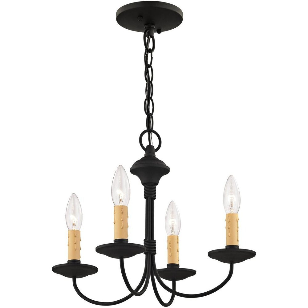 Black Four Light Metal Dimmable Chandelier With Shades HomeRoots