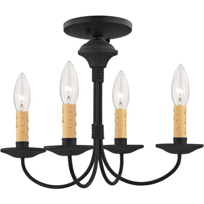 Black Four Light Metal Dimmable Chandelier With Shades HomeRoots