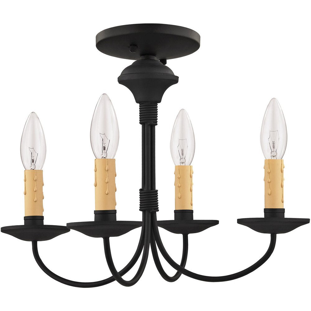 Black Four Light Metal Dimmable Chandelier With Shades HomeRoots