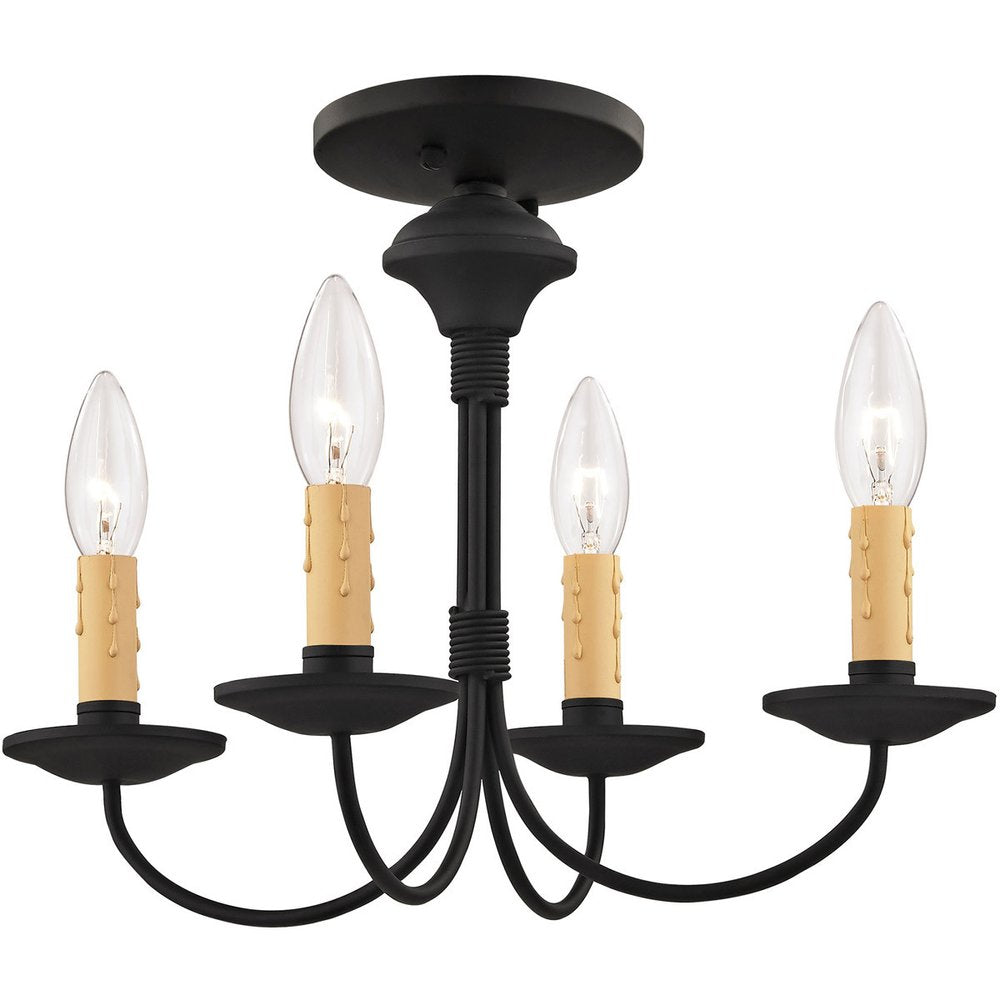 Black Four Light Metal Dimmable Chandelier With Shades HomeRoots