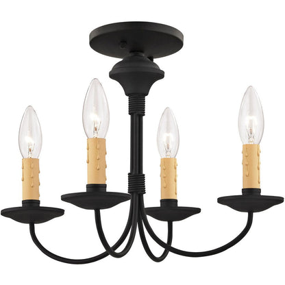 Black Four Light Metal Dimmable Chandelier With Shades HomeRoots