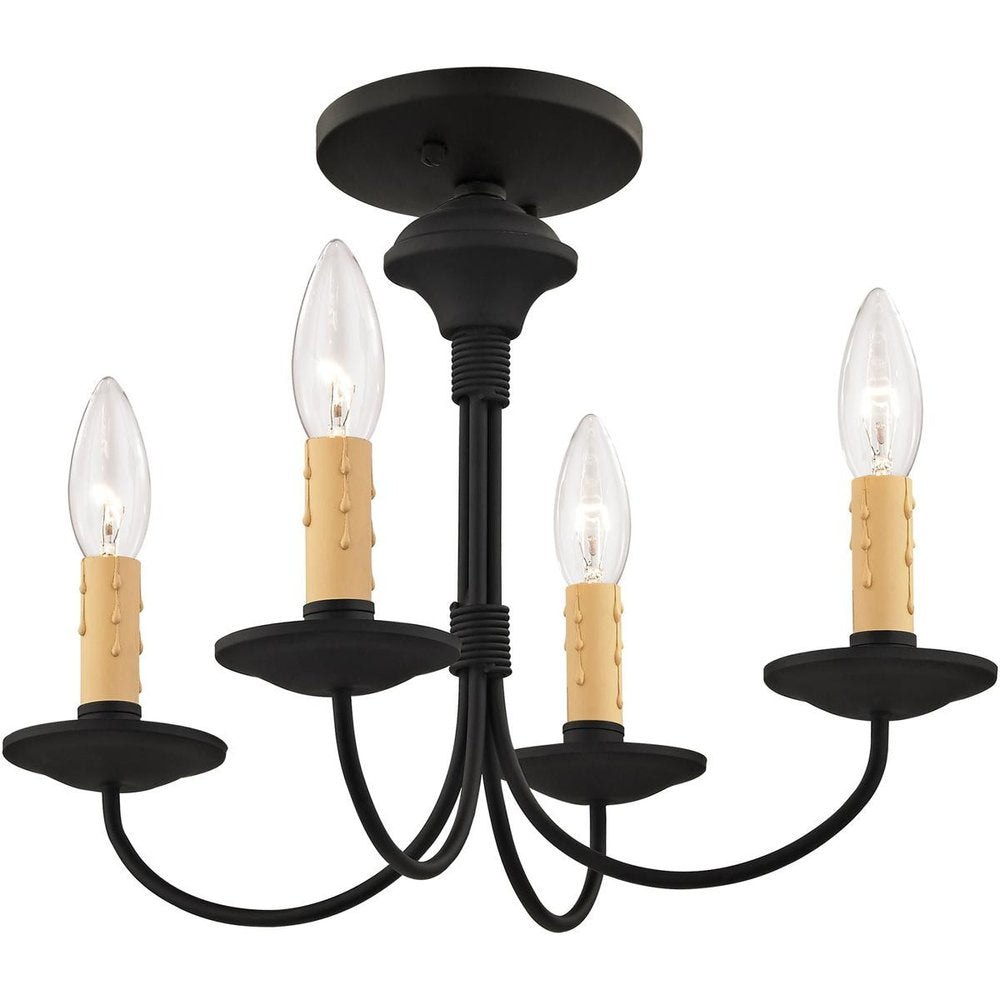 Black Four Light Metal Dimmable Chandelier With Shades HomeRoots