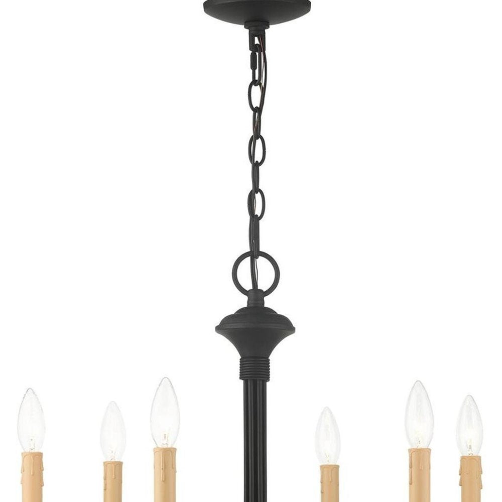Black Six Light Metal Dimmable Chandelier With Shades HomeRoots