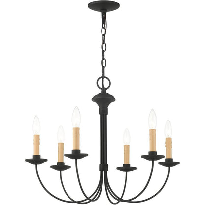 Black Six Light Metal Dimmable Chandelier With Shades HomeRoots