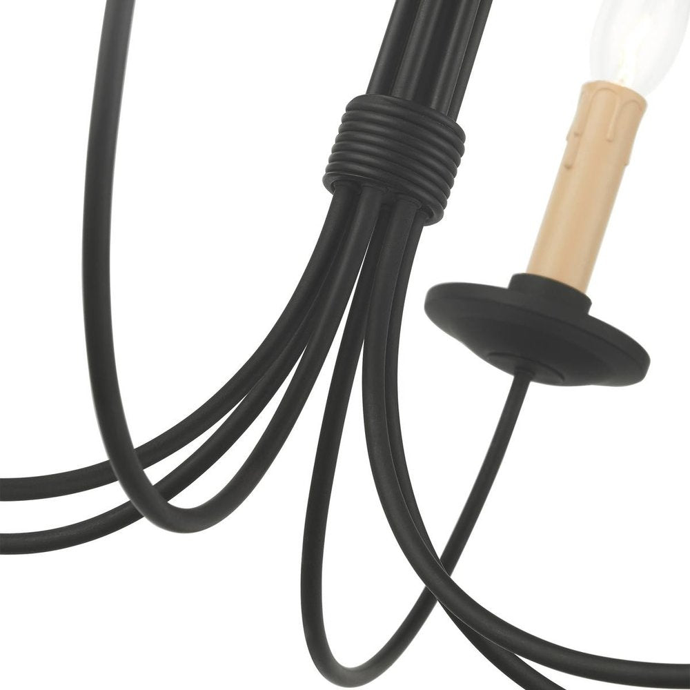 Black Six Light Metal Dimmable Chandelier With Shades HomeRoots