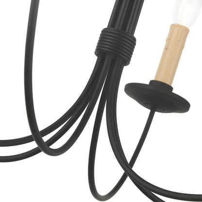 Black Six Light Metal Dimmable Chandelier With Shades HomeRoots