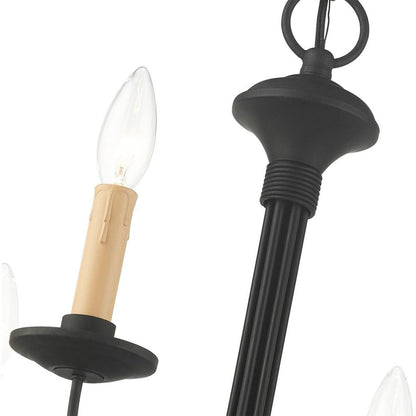 Black Six Light Metal Dimmable Chandelier With Shades HomeRoots