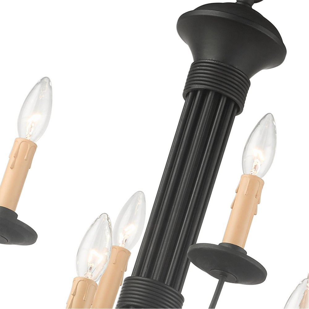 Black Multi Light Metal Dimmable Chandelier With Shades HomeRoots