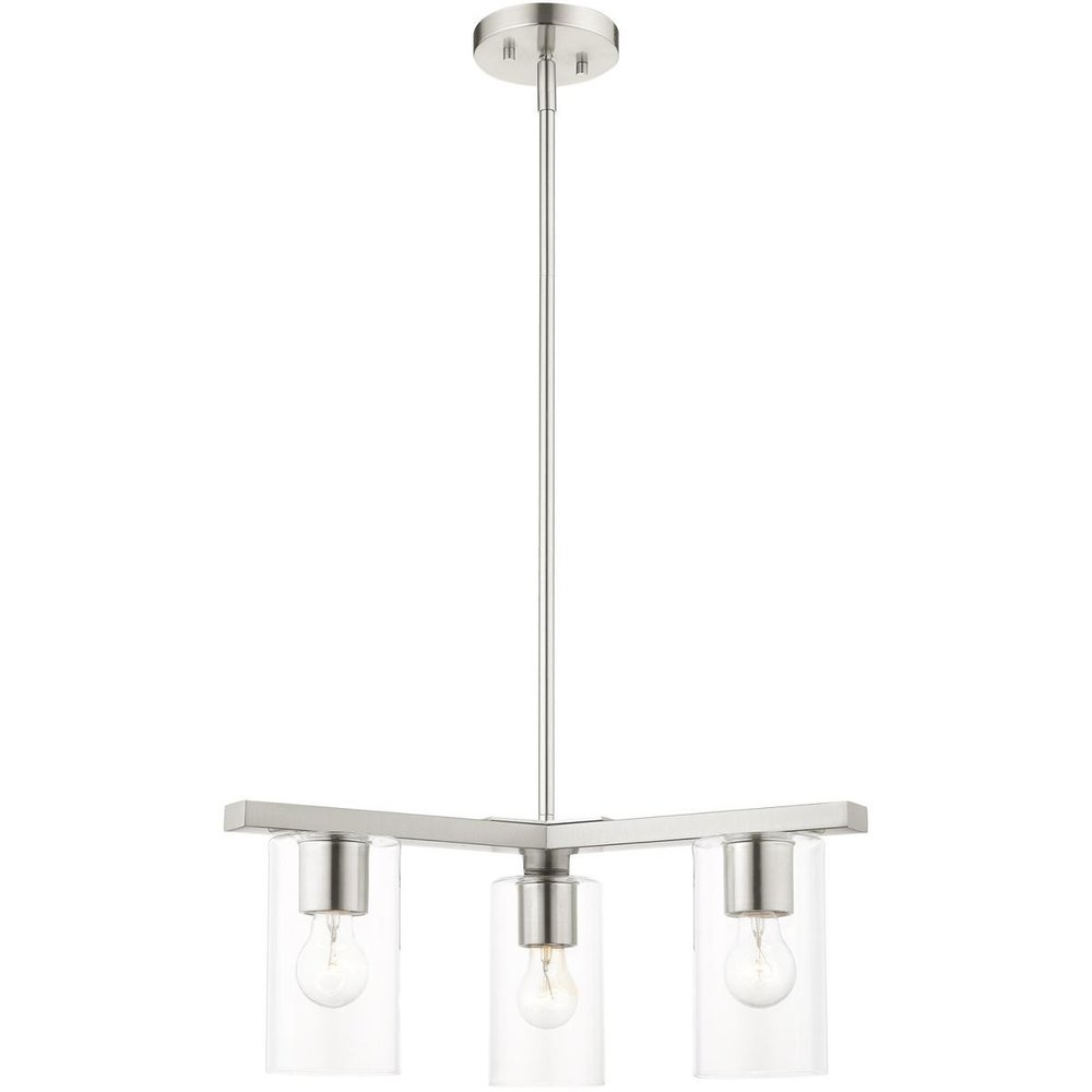Nickel Three Light Metal Dimmable Chandelier With Shades HomeRoots