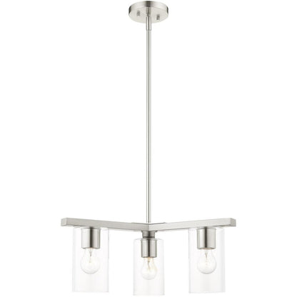 Nickel Three Light Metal Dimmable Chandelier With Shades HomeRoots