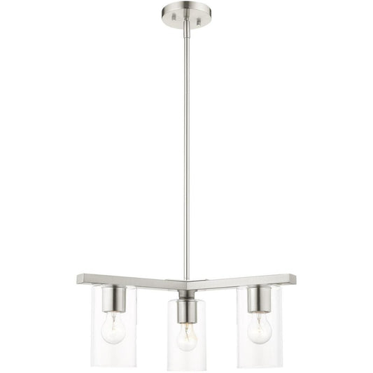 Nickel Three Light Metal Dimmable Chandelier With Shades HomeRoots
