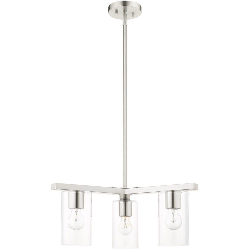 Nickel Three Light Metal Dimmable Chandelier With Shades HomeRoots