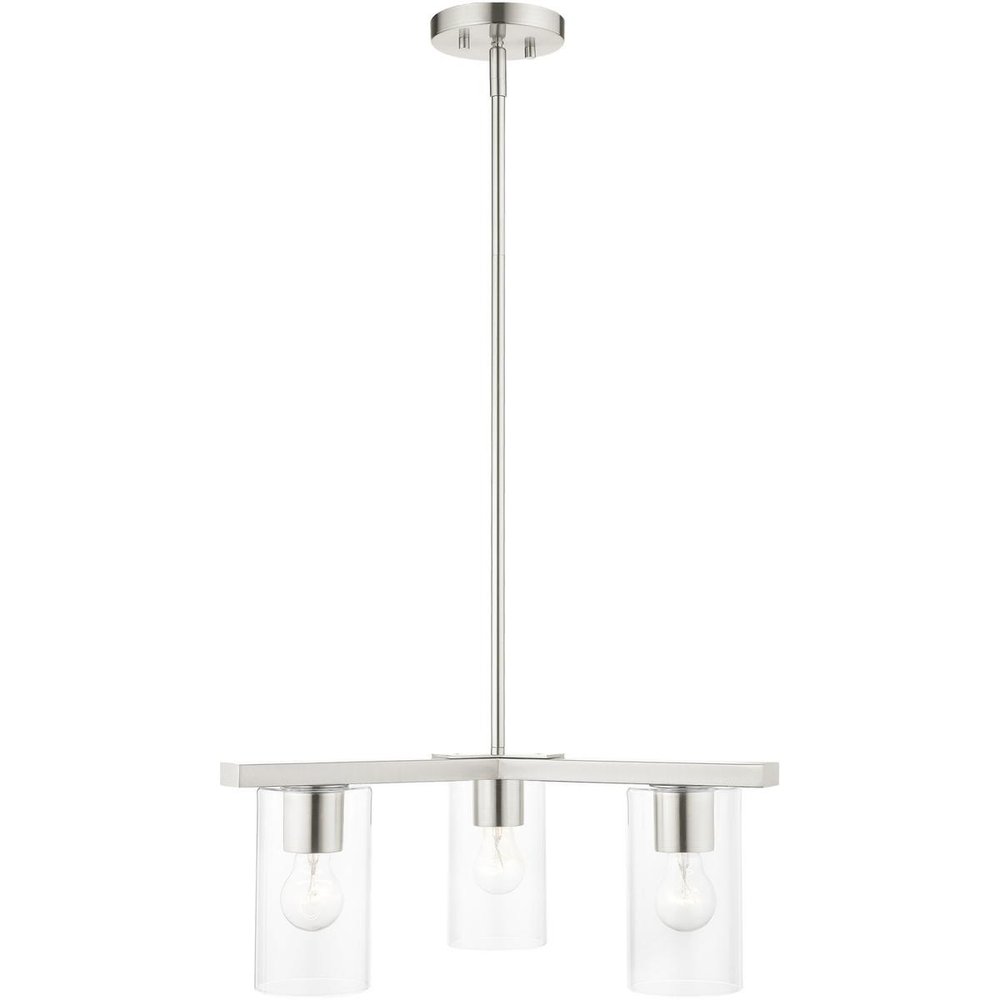 Nickel Three Light Metal Dimmable Chandelier With Shades HomeRoots