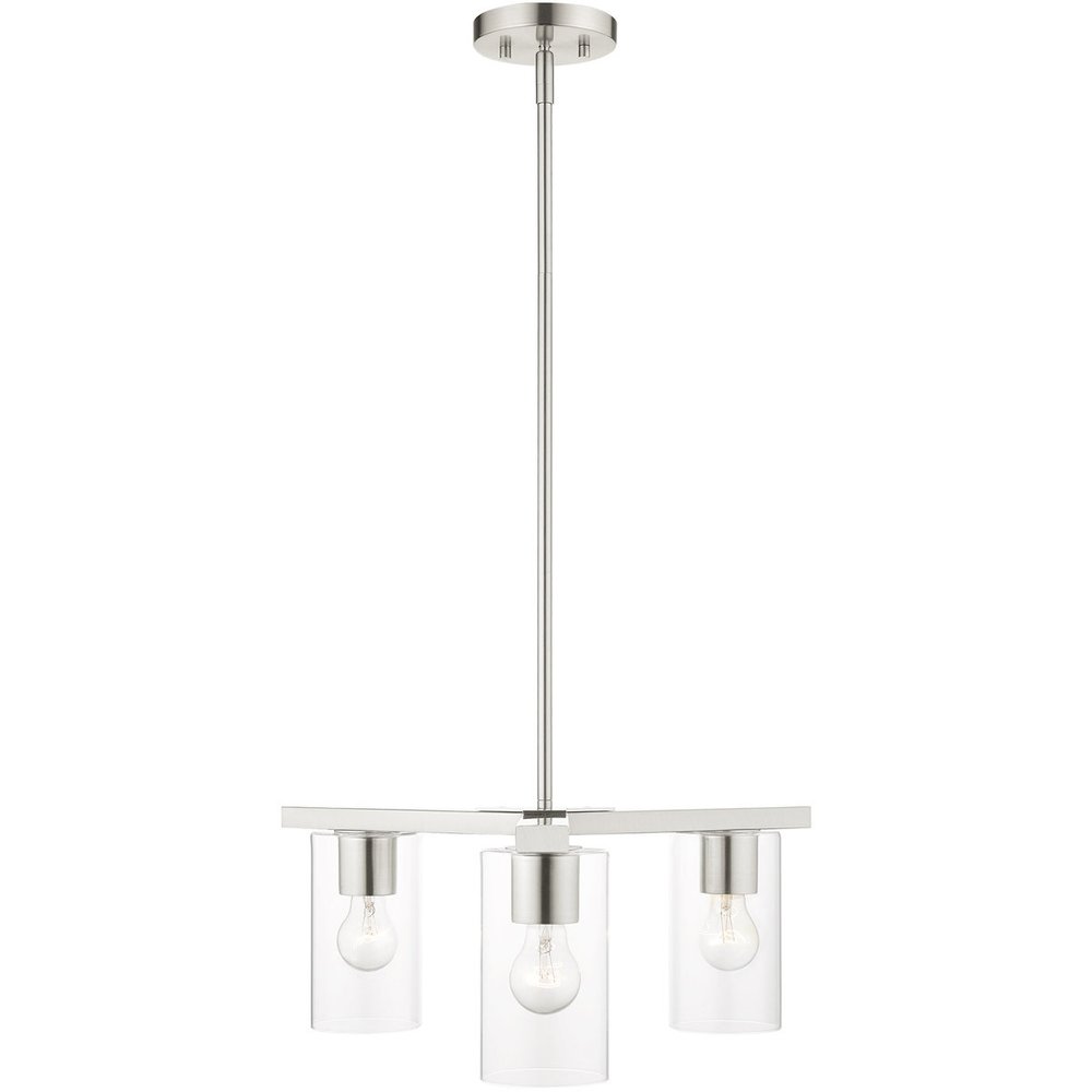 Nickel Three Light Metal Dimmable Chandelier With Shades HomeRoots