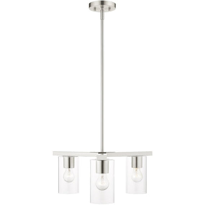 Nickel Three Light Metal Dimmable Chandelier With Shades HomeRoots