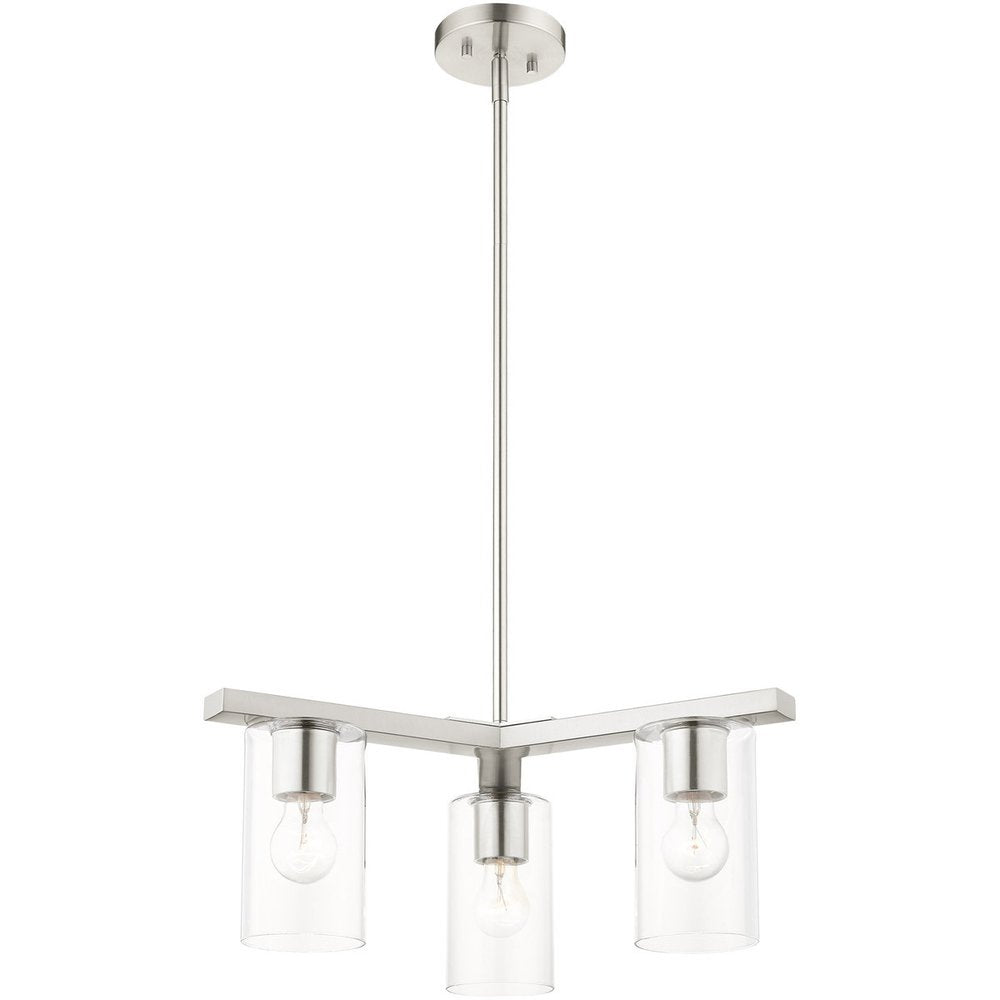 Nickel Three Light Metal Dimmable Chandelier With Shades HomeRoots