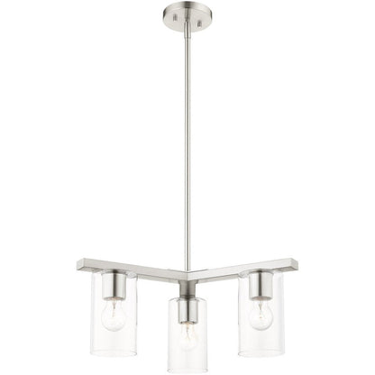 Nickel Three Light Metal Dimmable Chandelier With Shades HomeRoots
