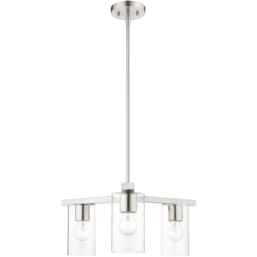 Nickel Three Light Metal Dimmable Chandelier With Shades HomeRoots