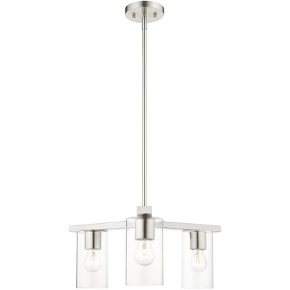 Nickel Three Light Metal Dimmable Chandelier With Shades HomeRoots